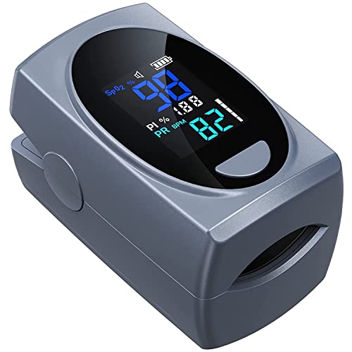 Pulse Oximeter Fingertip, Digital Blood Oxygen Saturation Monitor for Heart Rate Monitor and SpO2 Levels, Portable LCD Pulse Oximeter (Batteries Included)