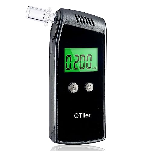 QTlier Portable Breathalyzer Tester with USB Rechargeable,Professional-Grade Accuracy Alcohol Tester with Warning and Memory Function for Home Use?10 Mouthpieces?