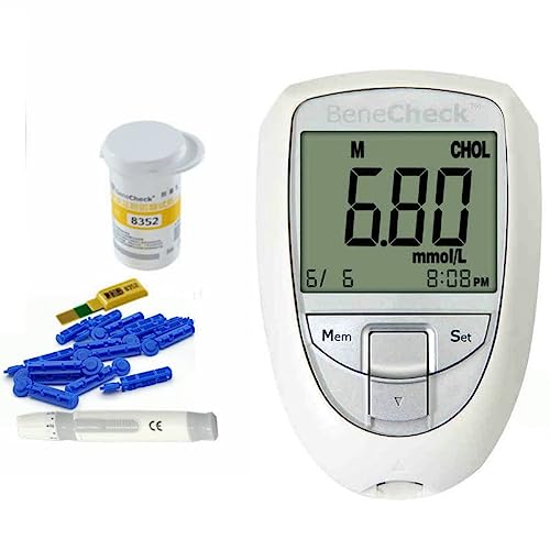 Total Cholesterol Test Meter Cholesterol Meter Cholesterol Test Kit + 10 Cholesterol Strips