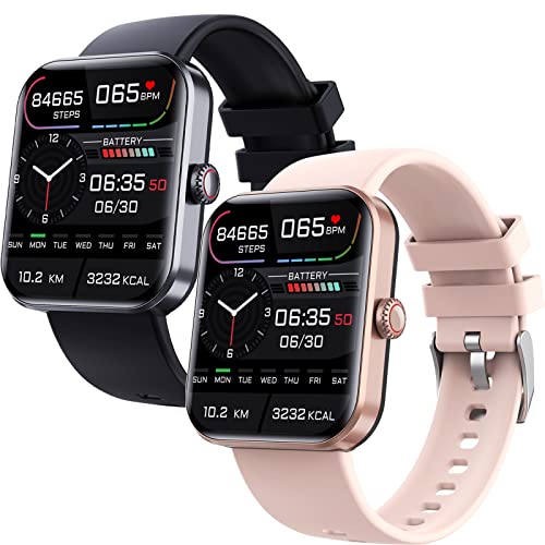 F57L Blood Glucose Monitoring Smartwatch, Non-invasive Blood Glucose Test Smart Watch Heart Rate Monitor, All Day Monitoring of Heart Rate and Blood Pressure Bluetooth Fashion Smartwatch (Black+Pink)