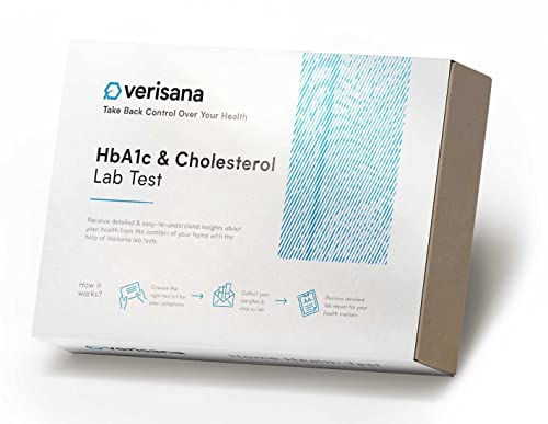 HbA1c & Cholesterol Test – at Home Kit – Measure Your A1c Blood Sugar Levels and Your Cholesterol – Blood Analysis by CLIA-Certified Lab – Verisana