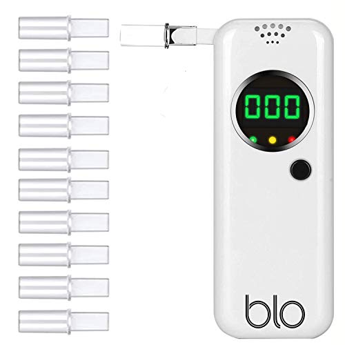 BLO Alcohol Breathalyzer & Mouthpiece | Portable Breath Tester with Digital LCD Screen & Fast, Accurate Blood Alcohol Content Result | 10 Disposable Mouthpieces for Clean BAC Testing | Includes Bag