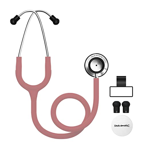 FriCARE Stethoscope for Nurse Doctor Essentials Medical Student Veterinary Teaching, Dual Head Home Monitoring Stethoscopes with Name Tag Eartips Accessories, 2023 Trendy Magenta Tubing