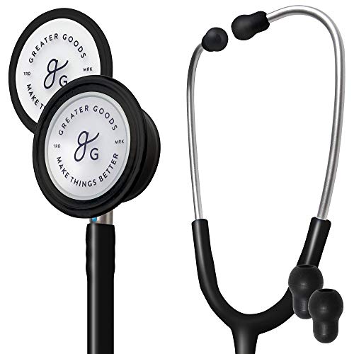 Greater Goods Premium Dual-Head Stethoscope – Affordable, Clinical Grade Option for Doctors, Nurses, Students, or in The First Aid Kit for Home (Black)